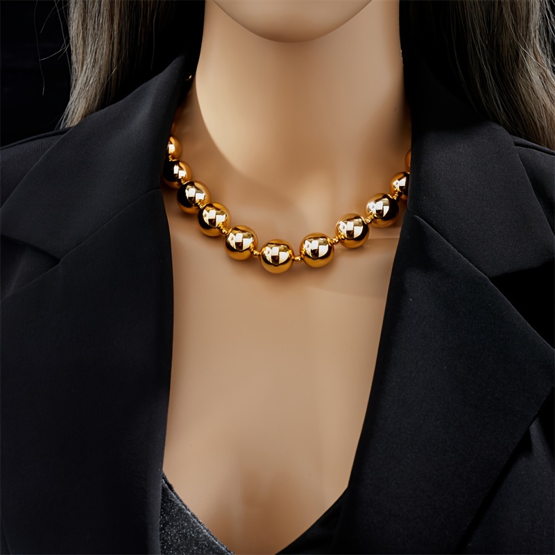 Punk Golden Ball Stainless Steel Necklace, Unisex